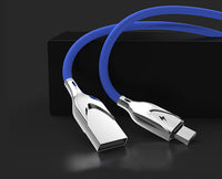 HKM-471443 Zinc Alloy Cloth Braided Data Cable, 1m/2m Length, 5V/2.3A Fast Charging, USB Copper Pin