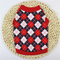 HKM-471507 Cotton Casual Vest for Dog and Cat Lovers in Red/Black or Blue/White Grid Patterns