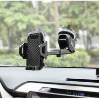 HKM-471763 Carbon Fiber Texture Suction Cup Phone Holder for Cars and Desktops