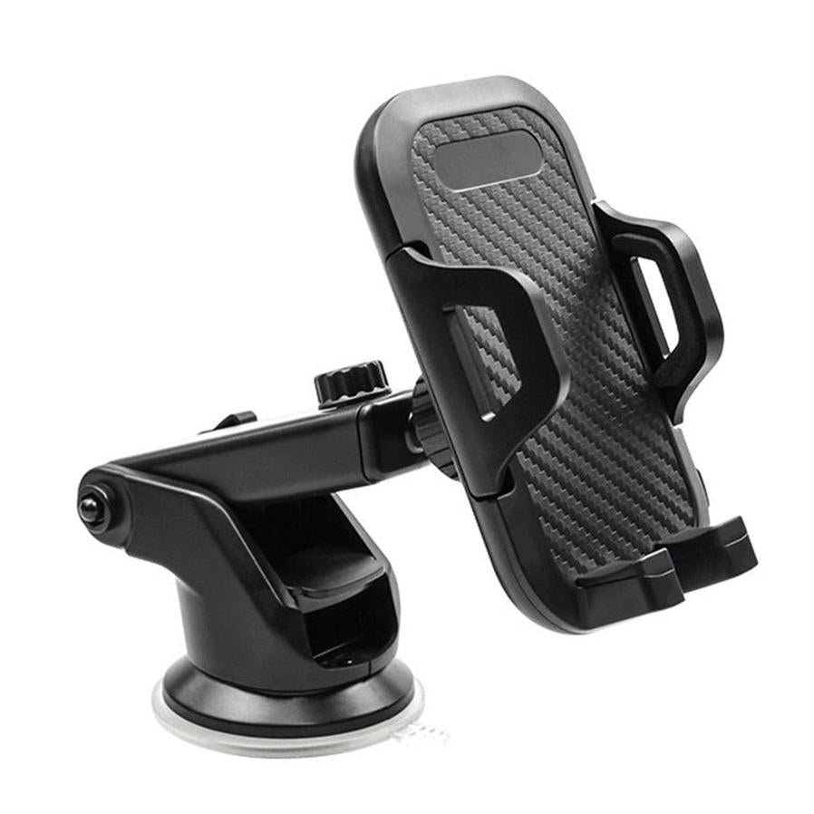 HKM-471763 Carbon Fiber Texture Suction Cup Phone Holder for Cars and Desktops