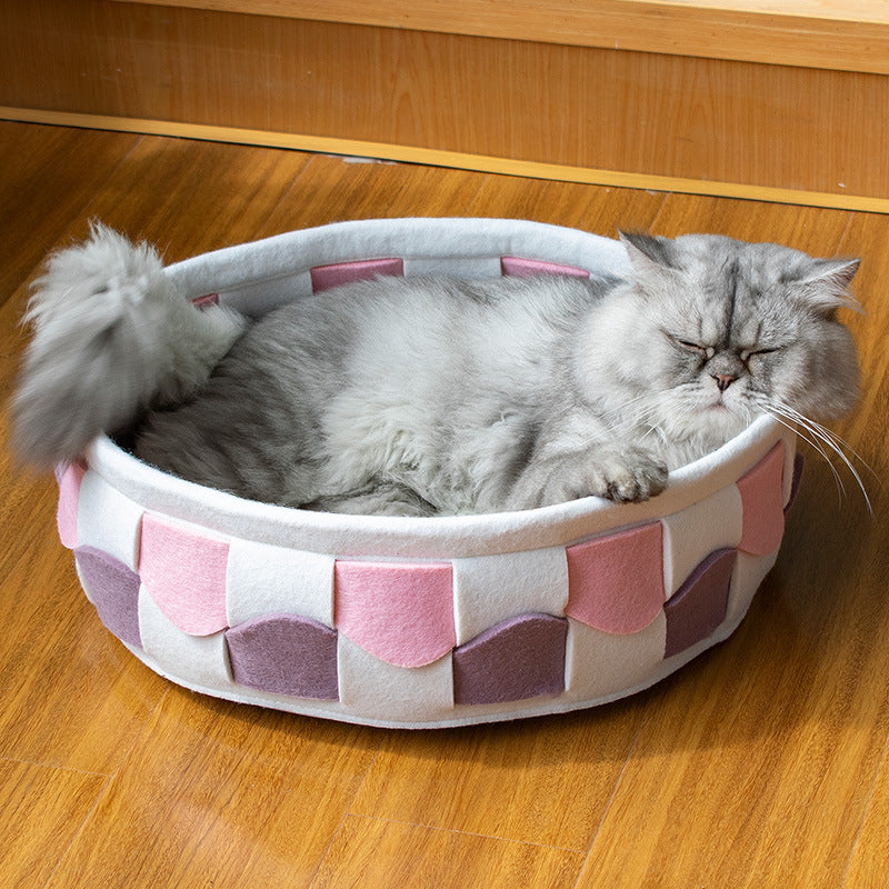HKM-4717885 Felt Cat Litter Universal Non-Stick Pet Bed in Round and Square Styles