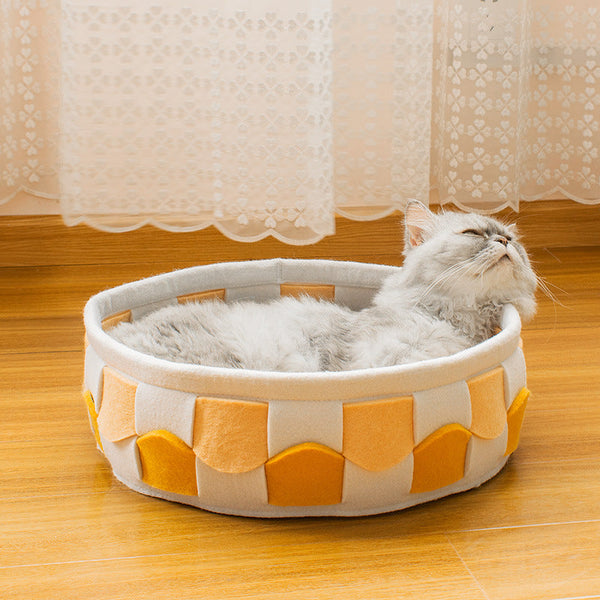HKM-4717885 Felt Cat Litter Universal Non-Stick Pet Bed in Round and Square Styles