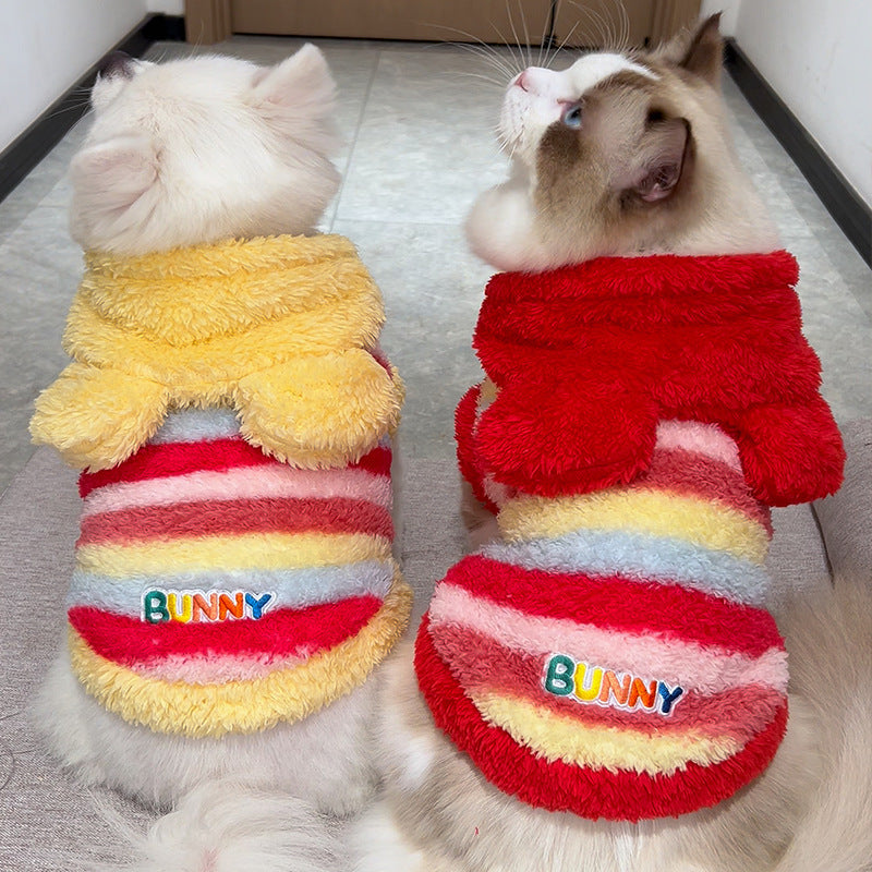 HKM-4719421 Rainbow-Patterned Thermal Vest with Fleece Lining for Dogs, Multiple Sizes Available