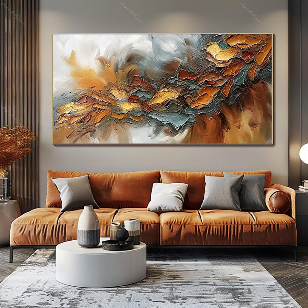 HKM-472147 Large Hand-Painted Abstract Oil Painting on Canvas for Modern Home Decor