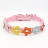 HKM-4721597 Small Flower Design PU Pet Collar in Various Colors and Sizes