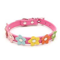 HKM-4721597 Small Flower Design PU Pet Collar in Various Colors and Sizes
