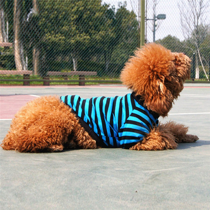 HKM-4721981 Casual Striped Round Neck Pet T-Shirt - Warm and Comfortable Dog Clothing