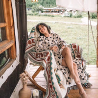 HKM-472211 Geometric Cotton Outdoor Picnic and Nap Blanket - 160 x 130CM