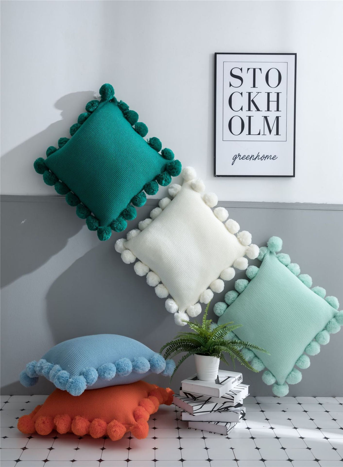HKM-472275 Hanging Ball Pillowcase - Soft Acrylic Fiber, 45x45cm, Easy Care at 30°C