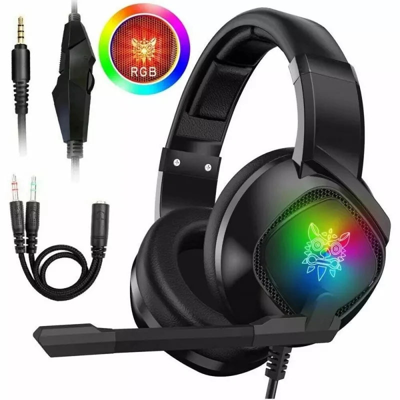 HKM-472275 RGB Gaming Headset with Noise-Cancellation Microphone for Xbox One and PS4, Comfortable Over-Ear Headphones
