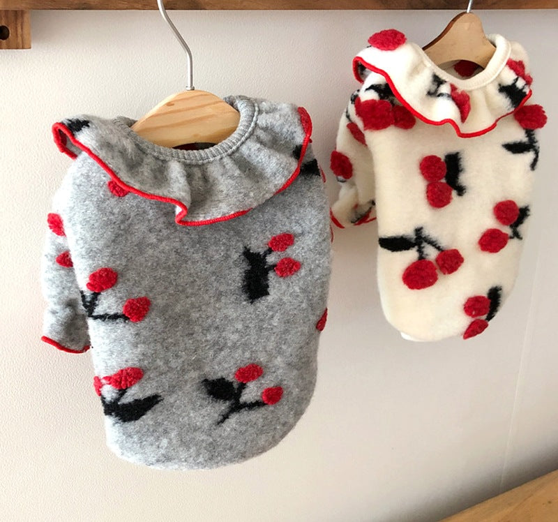 HKM-4724157 Pomeranian Small Puppy Two-Legged Spring & Autumn Clothes in Gray and White