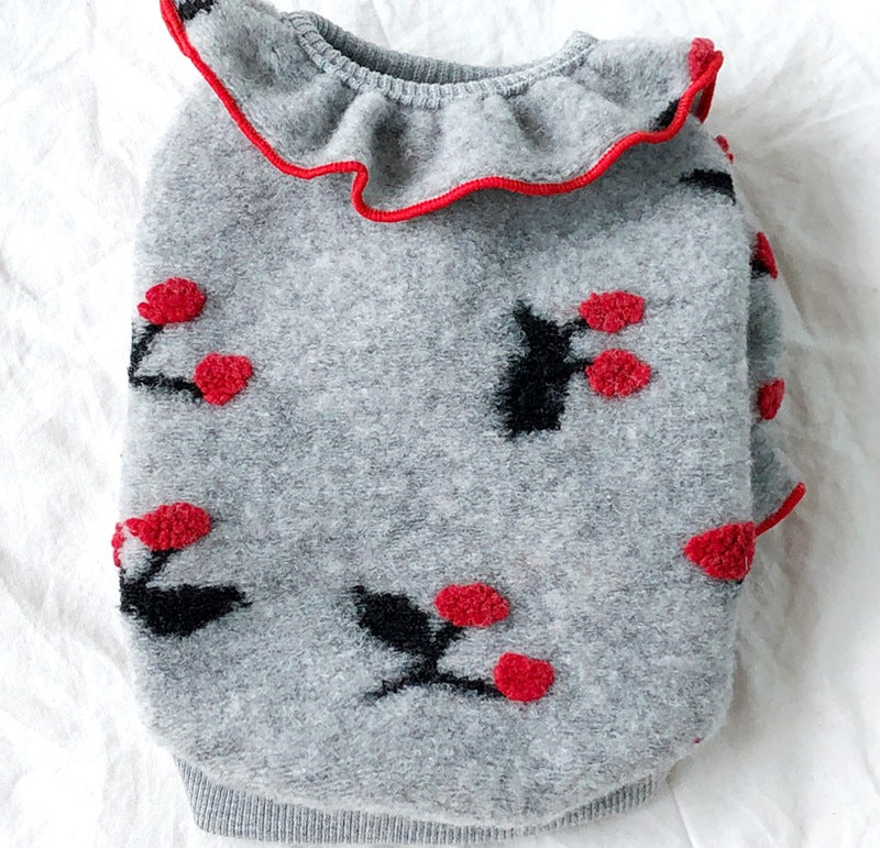 HKM-4724157 Pomeranian Small Puppy Two-Legged Spring & Autumn Clothes in Gray and White