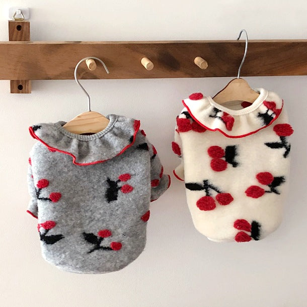 HKM-4724157 Pomeranian Small Puppy Two-Legged Spring & Autumn Clothes in Gray and White