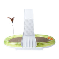 HKM-4724413 Multifunctional 4-in-1 Pet Toy with Cowhide, Plastic, Corrugated Paper, and Feather - 60x40x35cm
