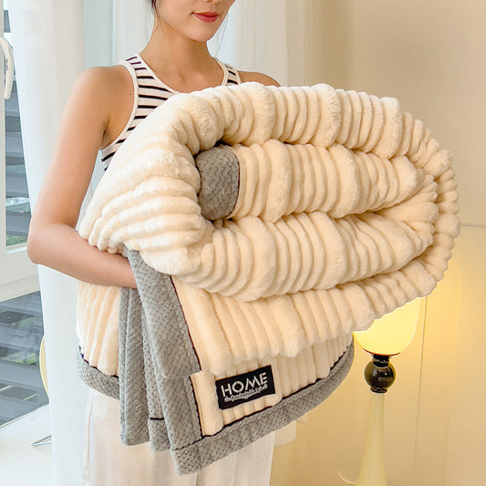 HKM-472531 Cozy Coral Fleece Rabbit Plush Blanket in Multiple Sizes and Colors for Winter Warmth