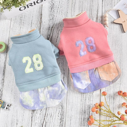 HKM-472659 Casual Pet Dog Jersey Denim Skirt for Autumn and Winter - Available in Green and Rose Red