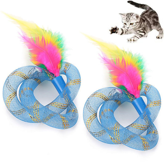 HKM-472659 Pet cat toy thread tube with feather