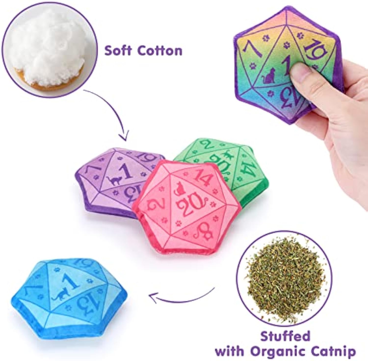 HKM-4726845 Catnip Dice Toy for Interactive Play, Soft Plush Teething Chew for Cats and Kittens, Ideal Gift for Cat Lovers