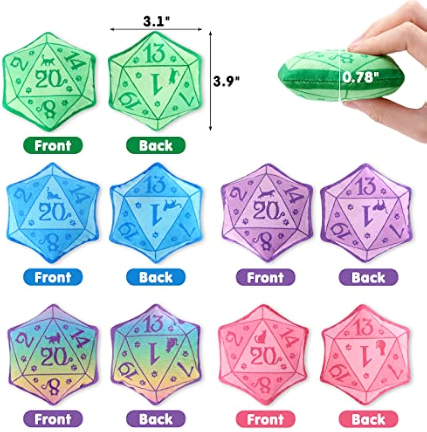 HKM-4726845 Catnip Dice Toy for Interactive Play, Soft Plush Teething Chew for Cats and Kittens, Ideal Gift for Cat Lovers