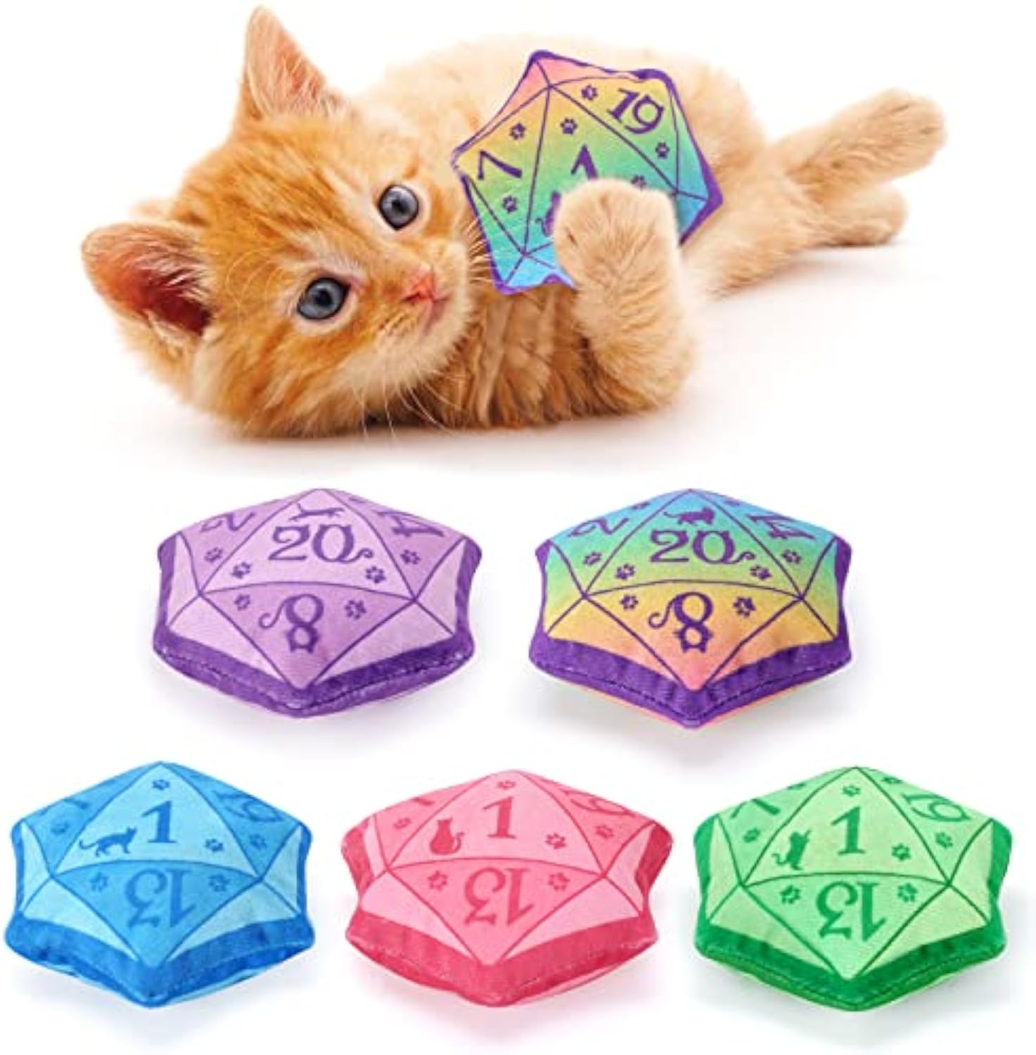 HKM-4726845 Catnip Dice Toy for Interactive Play, Soft Plush Teething Chew for Cats and Kittens, Ideal Gift for Cat Lovers