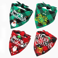 HKM-4726973 Double-Layer Pet Triangle Scarf in Red/Black Check, Green/Black Check - Ideal Saliva Towel for Dogs and Cats