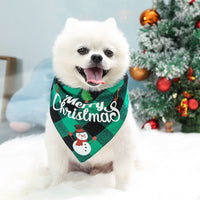 HKM-4726973 Double-Layer Pet Triangle Scarf in Red/Black Check, Green/Black Check - Ideal Saliva Towel for Dogs and Cats