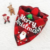 HKM-4726973 Double-Layer Pet Triangle Scarf in Red/Black Check, Green/Black Check - Ideal Saliva Towel for Dogs and Cats