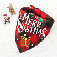 HKM-4726973 Double-Layer Pet Triangle Scarf in Red/Black Check, Green/Black Check - Ideal Saliva Towel for Dogs and Cats