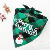 HKM-4726973 Double-Layer Pet Triangle Scarf in Red/Black Check, Green/Black Check - Ideal Saliva Towel for Dogs and Cats