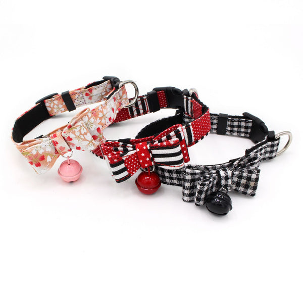 HKM-4727357 Comfortable Bow Collar with Soft Suede Microfiber Backing for Pets - Adjustable Sizes XS to L