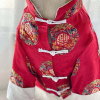 HKM-4727741 Festive Tang Suit for Pets - Winter Cotton Clothes in Various Sizes