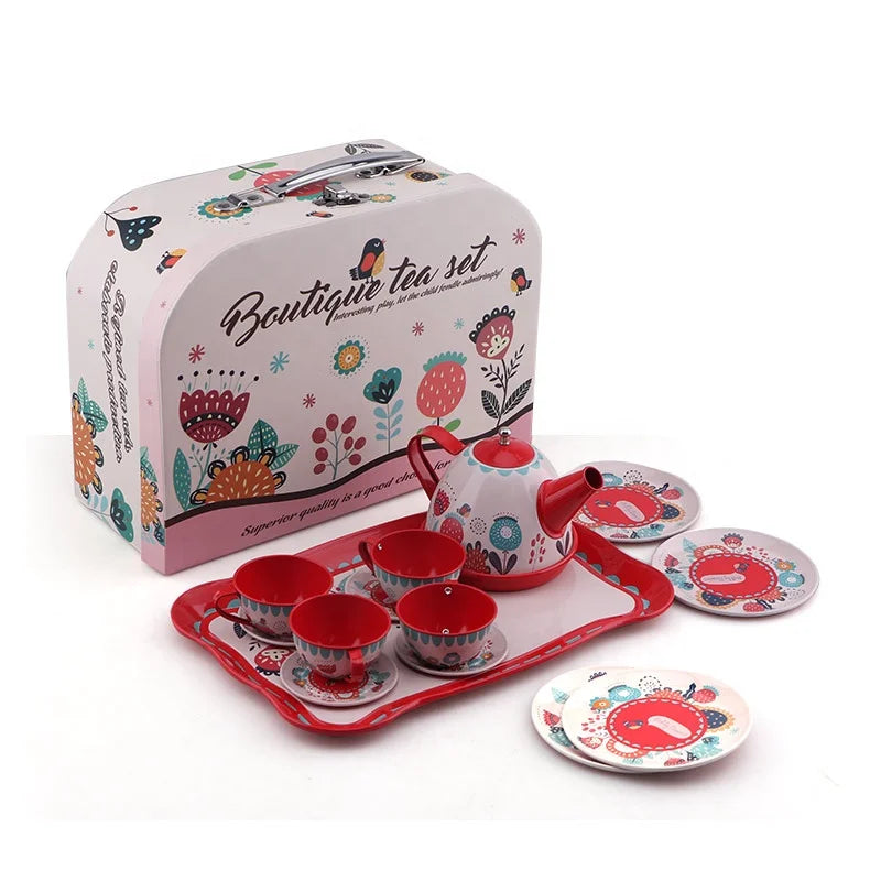 HKM-473043 Classic Kids Tea Set Role Play Kitchen Toy - Fun Plastic Dining Experience for Ages 2-4