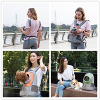 HKM-4731581 Portable Breathable Pet Backpack Carrier for Dogs and Cats, Adjustable with Legs Out Design, Medium to Hard Fabric