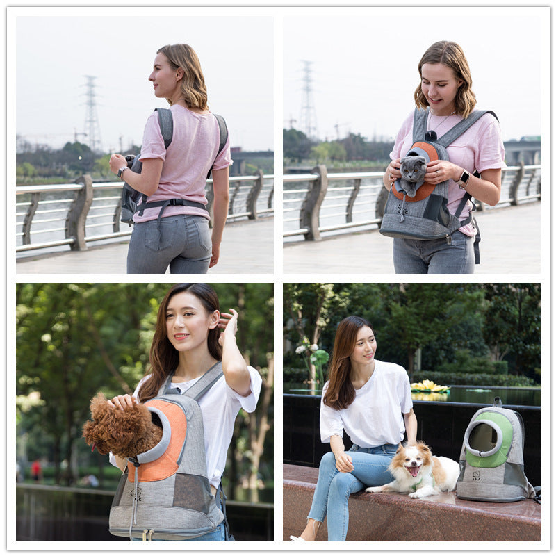 HKM-4731581 Portable Breathable Pet Backpack Carrier for Dogs and Cats, Adjustable with Legs Out Design, Medium to Hard Fabric