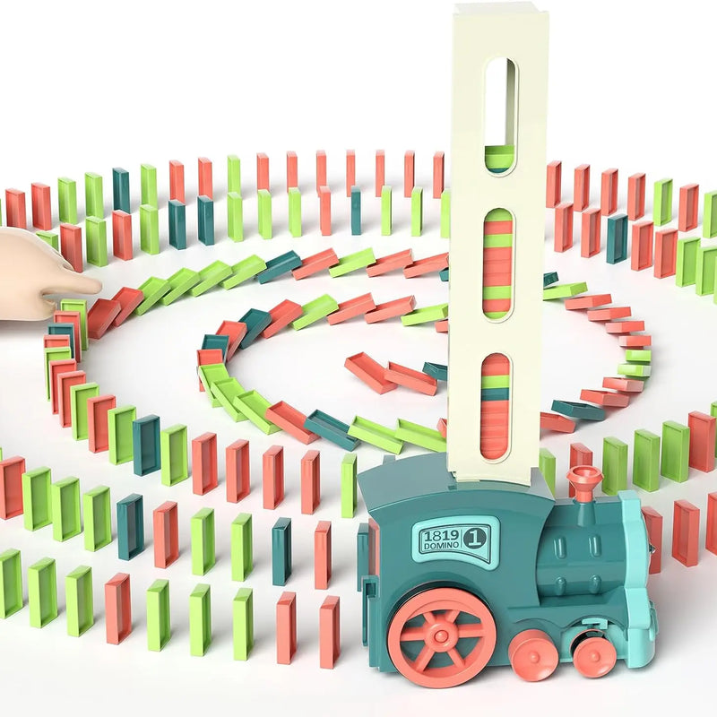 HKM-473171 Electric Automatic Domino Stacking Toy Set for Kids - Creative Domino Train Game