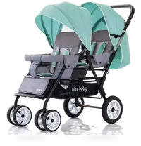 HKM-4732243 tandem twin stroller studio view with mint canopies