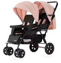 HKM-4732243 tandem twin stroller studio view with printed canopies