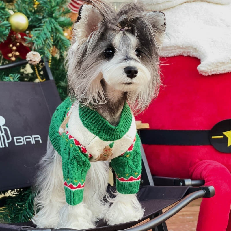 HKM-4733117 Christmas Dog Sweater in Wool - Red and Green, Sizes XS to XXL