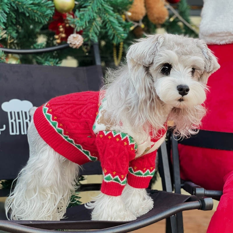 HKM-4733117 Christmas Dog Sweater in Wool - Red and Green, Sizes XS to XXL