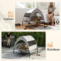 HKM-4733757 Elevated Outdoor Dog Bed with Removable Canopy and Cooling Pad