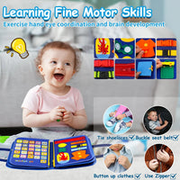 HKM-473491 Montessori Felt Busy Board for Toddlers: Travel-Friendly Learning Toy with Buckle Training Activities