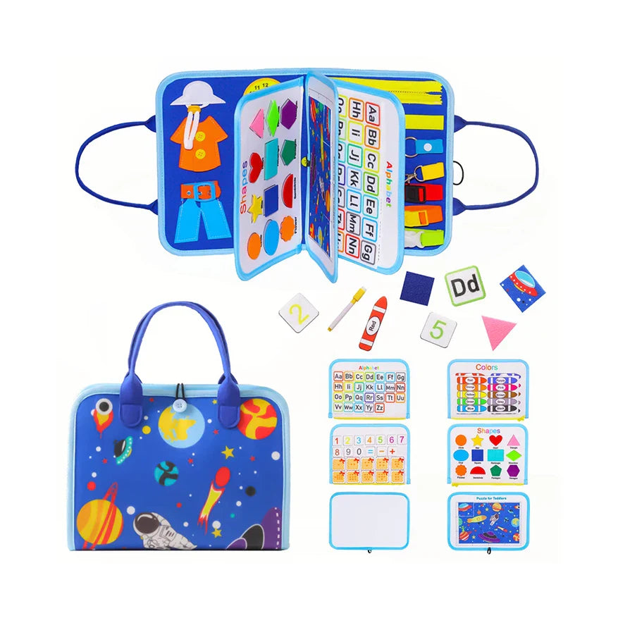HKM-473491 Montessori Felt Busy Board for Toddlers: Travel-Friendly Learning Toy with Buckle Training Activities