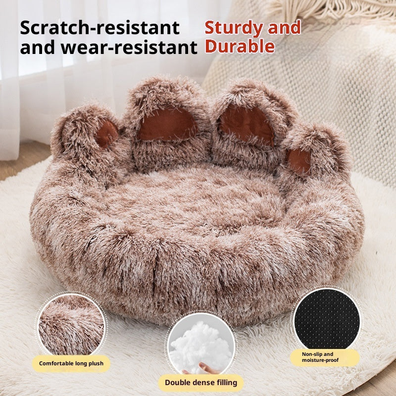 HKM-4735165 Stylish Two-Color Thickened Plush Pet Bed for Dogs, Available in Various Sizes