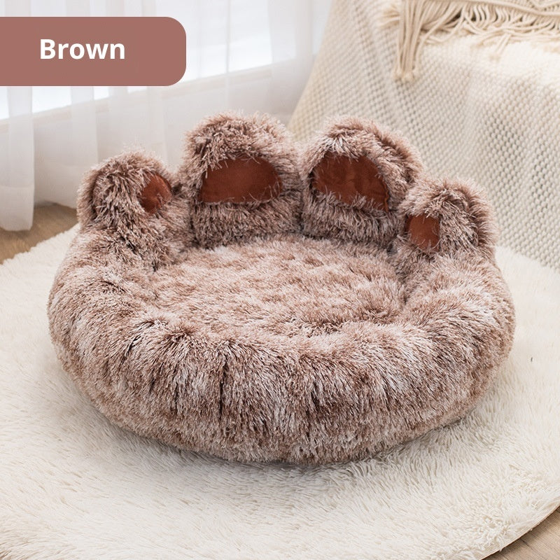 HKM-4735165 Stylish Two-Color Thickened Plush Pet Bed for Dogs, Available in Various Sizes