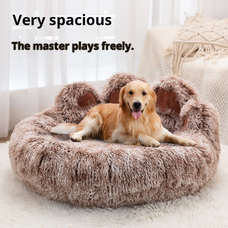 HKM-4735165 Stylish Two-Color Thickened Plush Pet Bed for Dogs, Available in Various Sizes