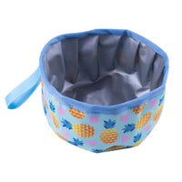 HKM-4735293 Portable Folding Food Basin - Oxford Cloth, Colorful Designs Including Strawberry, Pineapple, Watermelon, and Daisy