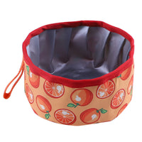 HKM-4735293 Portable Folding Food Basin - Oxford Cloth, Colorful Designs Including Strawberry, Pineapple, Watermelon, and Daisy