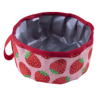 HKM-4735293 Portable Folding Food Basin - Oxford Cloth, Colorful Designs Including Strawberry, Pineapple, Watermelon, and Daisy