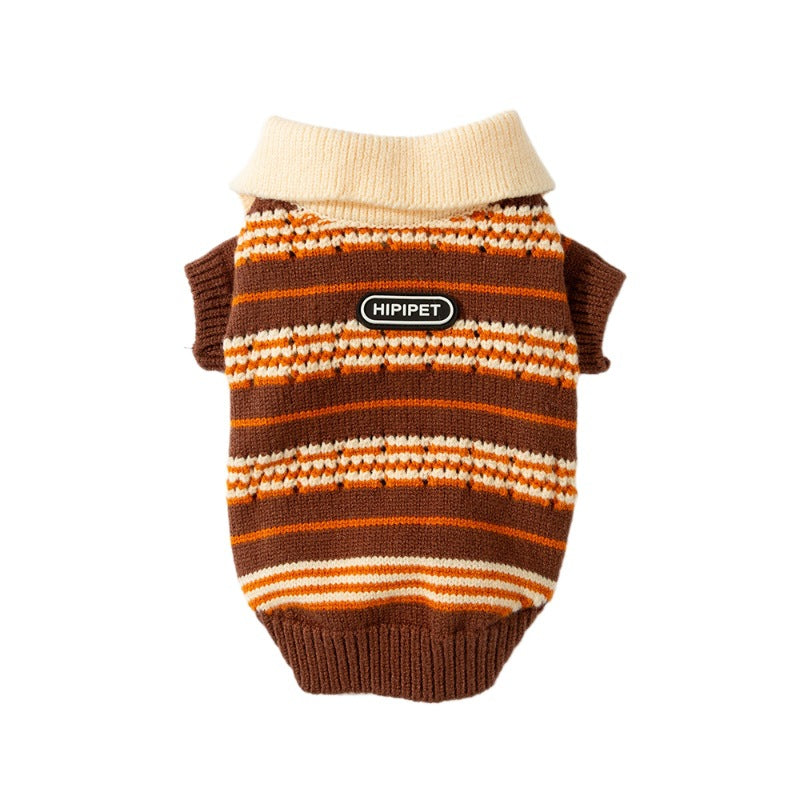 HKM-4735677 Warm Knitted Cat & Dog Striped Pullover for Cold Weather Fashion