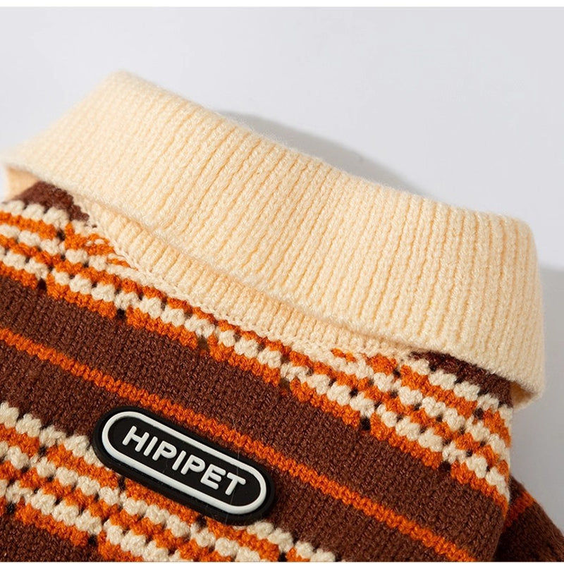 HKM-4735677 Warm Knitted Cat & Dog Striped Pullover for Cold Weather Fashion